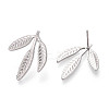 Non-Tarnish 304 Stainless Steel Leaf Stud Earrings for Women LS-EJEW-F300-11P-2