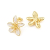 Brass Micro Pave Cubic Zirconia Stud Earring Findings CU-CBAA5EE-04G-03-2