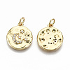 Hammered Brass Micro Pave Clear Cubic Zirconia Pendants ZIRC-S067-141-NF-2