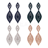 4 Pairs 4 Colors Rhinestone Horse Eye Dangle Stud Earrings EJEW-AN0004-21-1