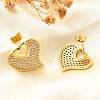 Rack Plating Brass Micro Pave Clear Cubic Zirconia Stud Earrings for Women EJEW-C125-06A-G-3