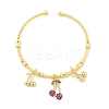 Brass Micro Pave Cubic Zirconia Fruit Charm Bangles for Women BJEW-Z089-01G-02-4
