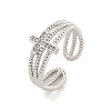 Brass Micro Pave Cubic Zirconia Open Cuff Rings RJEW-H225-04P-1