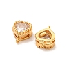 Brass Pave Clear Cubic Zirconia Heart Links Connector Charms KK-H515-01C-G-2