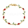 Brass Micro Pave Cubic Zirconia Link Chain Bracelets for Women BJEW-K292-01G-4