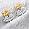 Two Tone Lip 304 Stainless Steel Dangle Stud Earrings EJEW-Z109-02GP-2