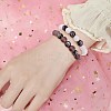 Natural White Jade Round Beaded Stretch Bracelet BJEW-SW00077-12-5