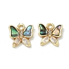 Brass Micro Pave Clear Cubic Zirconia Charms KK-F926-03G-1