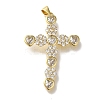 Cross Rack Plating Brass Micro Pave Clear Cubic Zirconia Pendant KK-U019-17G-02-1