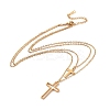 304 Stainless Steel Hollow Out Cross Pendant Double Layer Necklace with Cable Chains for Men Women NJEW-E088-01G-2
