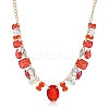 European Vintage Style Alloy Rhinestone Geometric Oval Bib Necklaces for Women FX7886-1-2