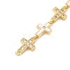 Brass Micro Pave Clear Cubic Zirconia 5 Cross Links Connector Charms KK-H539-15G-01-2