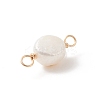 Grade AA Natural Cultured Freshwater Pearl Connector Charms with Golden Tone Alloy Slices PALLOY-JF01996-01-4