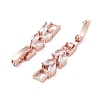 Brass Fold Over Clasps ZIRC-WH0009-02RG-3