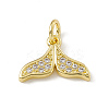 Brass Micro Pave Clear Cubic Zirconia Fishtail Charms ZIRC-F132-77G-1