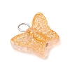 Spray Painted Glass Butterfly Pendants PALLOY-JF03847-01-4