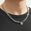 304 Stainless Steel Initial Pendant Cuban Link Chain Necklaces FS-WGB15F2-21-1