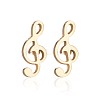 304 Stainless Steel Music Note Studs Earrings with 316 Stainless Steel Pins for Women MUSI-PW0001-23G-1