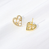 Heart Brass Clear Cubic Zirconia Stud Earrings ZD0180-1