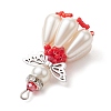 Pearlized Glass Pearl Beads  Pendants PALLOY-MZ00487-03-4