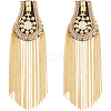 2Pcs Felt & Iron & Rhinestone Tassel Epaulette AJEW-CN0007-74B-G-7