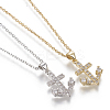 Brass Micro Pave Cubic Zirconia Pendant Necklaces NJEW-I230-09-1