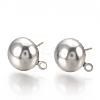 304 Stainless Steel Stud Earrings Findings STAS-R096-12mm-01-1