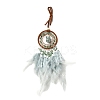 Natural Green Aventurine Chips Woven Net/Web with Feather Pendant Decoration WICH-PW0001-39D-1
