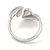 Non-Tarnish 304 Stainless Steel Heart Open Cuff Ring for Women RJEW-A043-31P-3