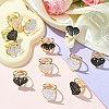 12Pcs 6 Styles Heart Golden Alloy Enamel Scarf Buckle Ring AJEW-CJ0001-34-6