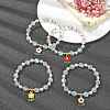 Synthetic Moonstone & Plastic Pearl & Hematite Beaded Stretch Bracelet BJEW-JB09502-5