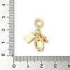 Brass Hot Pink Enamel European Dangle Charms KK-I371-14G-3