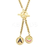 Ion Plating(IP) 304 Stainless Steel Blue Enamel Letter & Eye Pendant Wheat Chain Necklaces STAS-Z102-01G-A-1