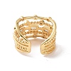 Clear Cubic Zirconia Rectangle Open Cuff Ring RJEW-P035-03G-3