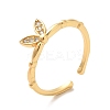 Clear Cubic Zirconia Bowknot Open Cuff Ring KK-H434-18G-3