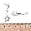 Star Brass Clear Cubic Zirconia Stud Earrings EJEW-D301-01P-5