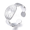 Non-Tarnish 304 Stainless Steel Evil Eye Open Cuff Ring for Women RJEW-N040-27-1