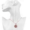 Real Rose Gold Plated Brass Cubic Zirconia Flower Pendant Necklaces NJEW-BB04540-5