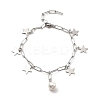 CCB Pearl & 304 Stainless Steel Charm Bracelet with Paperclip Chains for Women BJEW-C025-05P-2