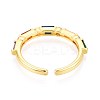 Brass Micro Pave Cubic Zirconia Cuff Rings for Women KK-T071-55G-3