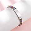 304 Stainless Steel Glass Link Chain Bracelets BJEW-G753-03P-03-1