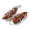 Natural Red Jasper Double Terminal Pointed Pendants G-C144-03P-03-2