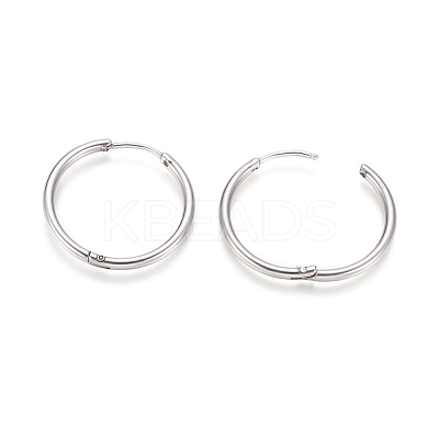 Tarnish Resistant 202 Stainless Steel Huggie Hoop Earrings EJEW-F111A-25mm-P-1
