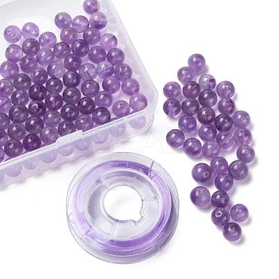 100Pcs 8mm Natural Amethyst Round Beads DIY-LS0002-13-1