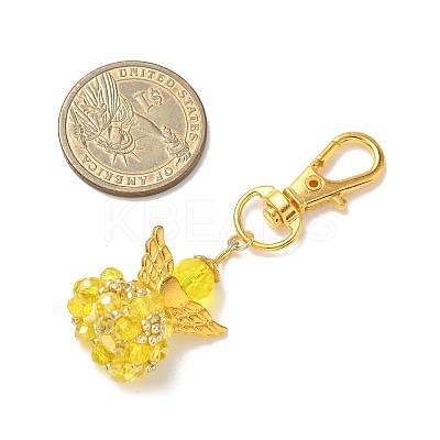 Angel Glass & Alloy Pendant Decorations HJEW-MZ00360-03-1