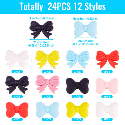 24Pcs 12 Styles Silicone Beads SIL-TA0002-93-1