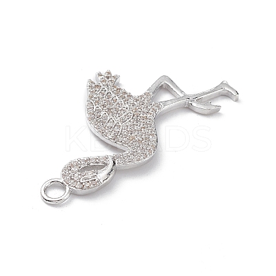 Rack Plating Brass Micro Pave Clear Cubic Zirconia Bird Pendants KK-L155-67P-1