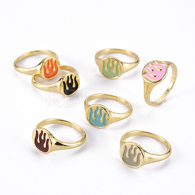 Alloy Enamel Wide Band Rings RJEW-N034-002-RS-1