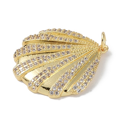 Rack Plating Brass Micro Pave Clear Cubic Zirconia Pendants X-KK-E110-03G-1