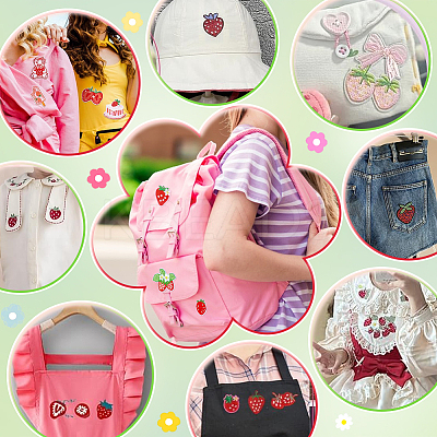 12Pcs 3 Styles Strawberry Computerized Embroidery Cloth Iron on/Sew on Patches PATC-PH0001-36-1